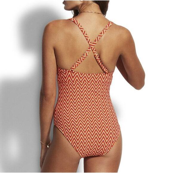 Seafolly Cleo Maillot One-Piece Swimsuit Indigo Blue Size 6 - Picture 3 of 12